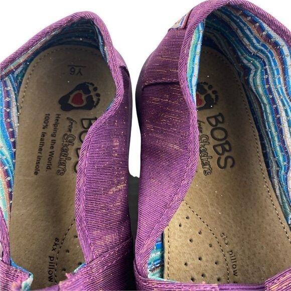 BOBS BY Skechers Womens Purple Shimmery Sparkling Lightweight Flats US Youth 6 - Picture 8 of 10